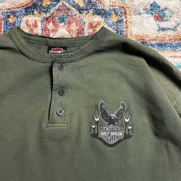 Vintage Harley Davidson Long Sleeve Henley Shirt Size XL - Picture 4 of 8